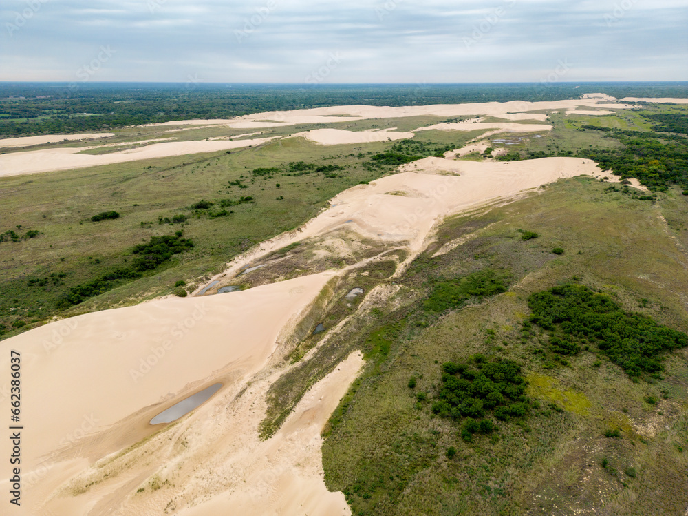 Aerial view of the sand dunes at the landscape protection area 