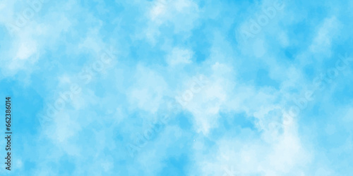 Abstract shinny Summer seasonal natural cloudy blue sky background,Hand painted watercolor shades sky clouds, Bright blue cloudy sky vector illustration.	