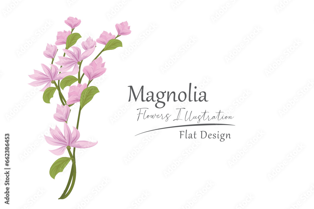 magnolia flower illustration. flat design.