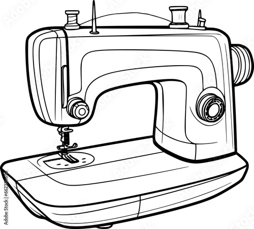 outline illustration of sewing machine for coloring page