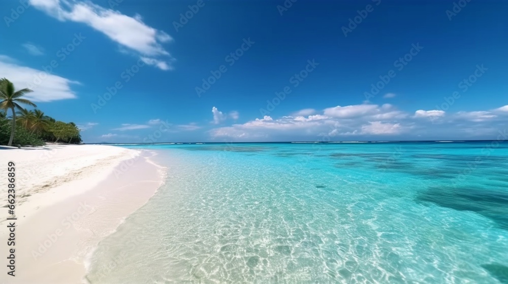 Tropical paradise beach with white sand and crystal.Generative AI