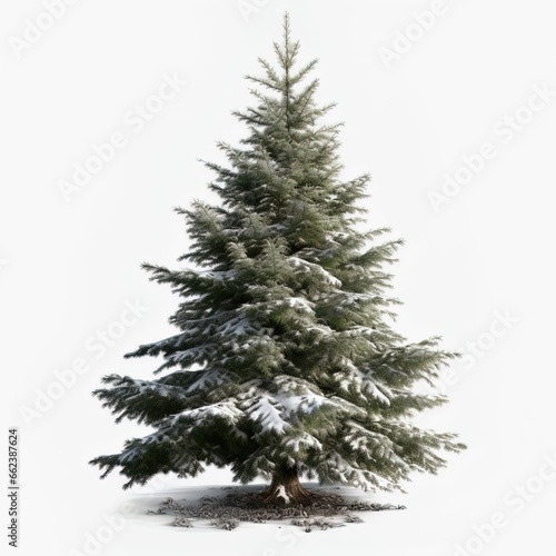 christmas tree and decorations on an isolated white background