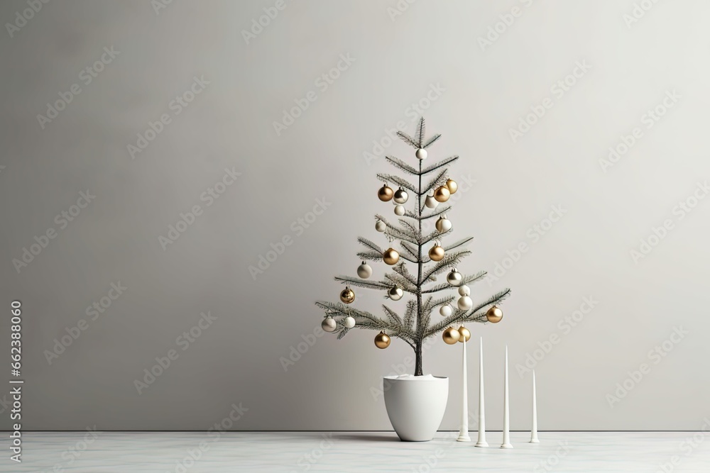 minimalist christmas tree on grey background
