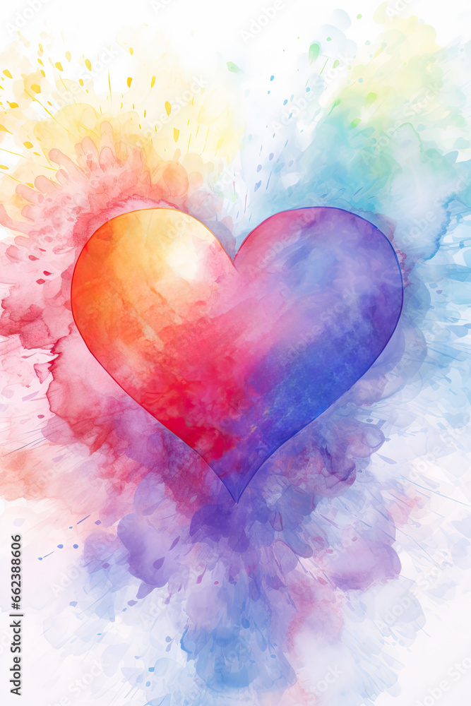 Heart in purple and red watercolor style Heart in purple and red watercolor style