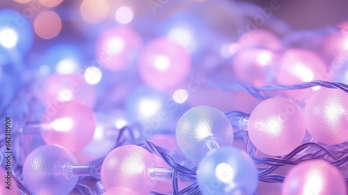 Bright and Cheery Pink Christmas Lights Twinkling with a Hint of Blue