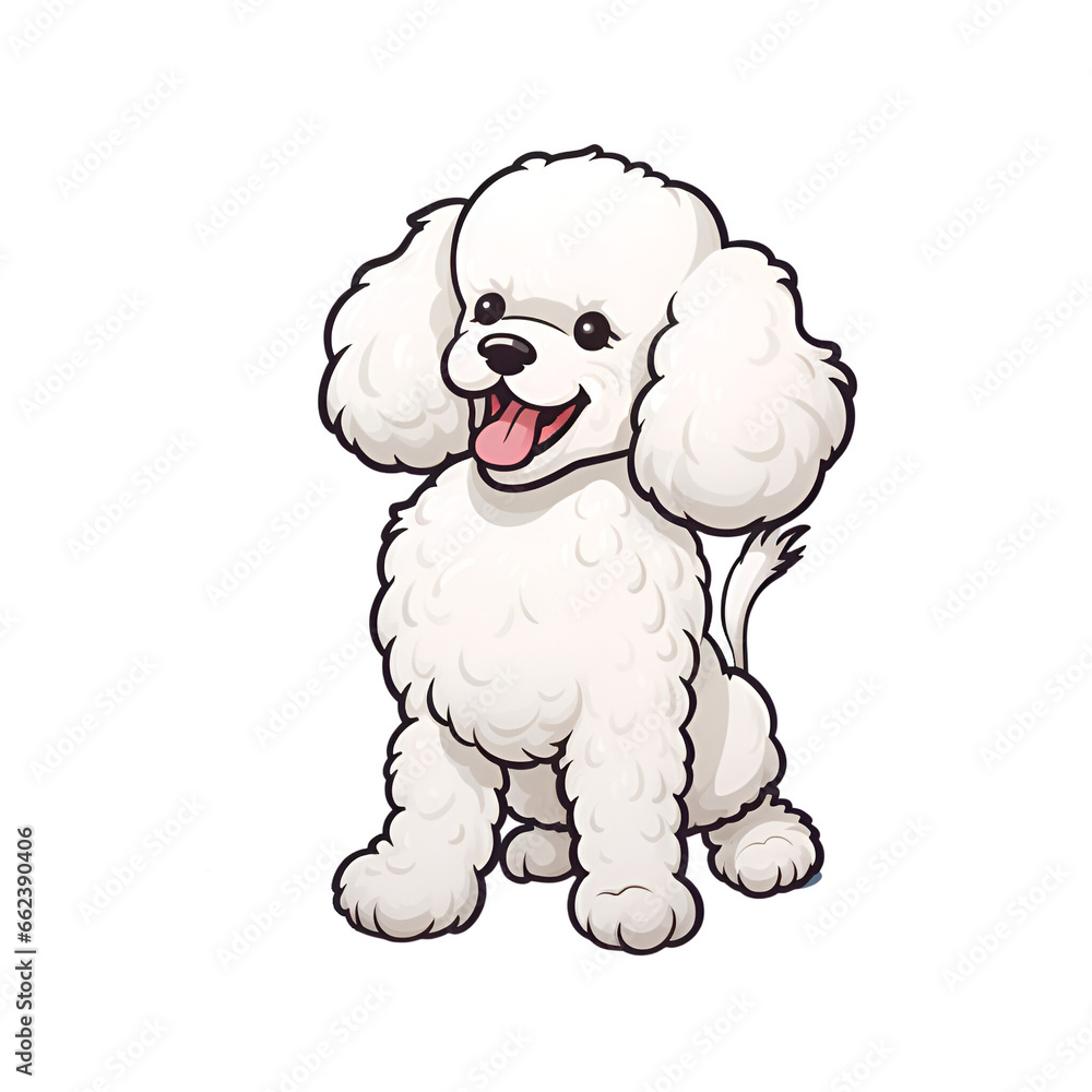 Fototapeta premium Cartoon Style Poodle Puppy Dog No Background Perfect for Print on Demand Merchandise