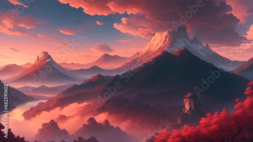 stunning panorama with mountain