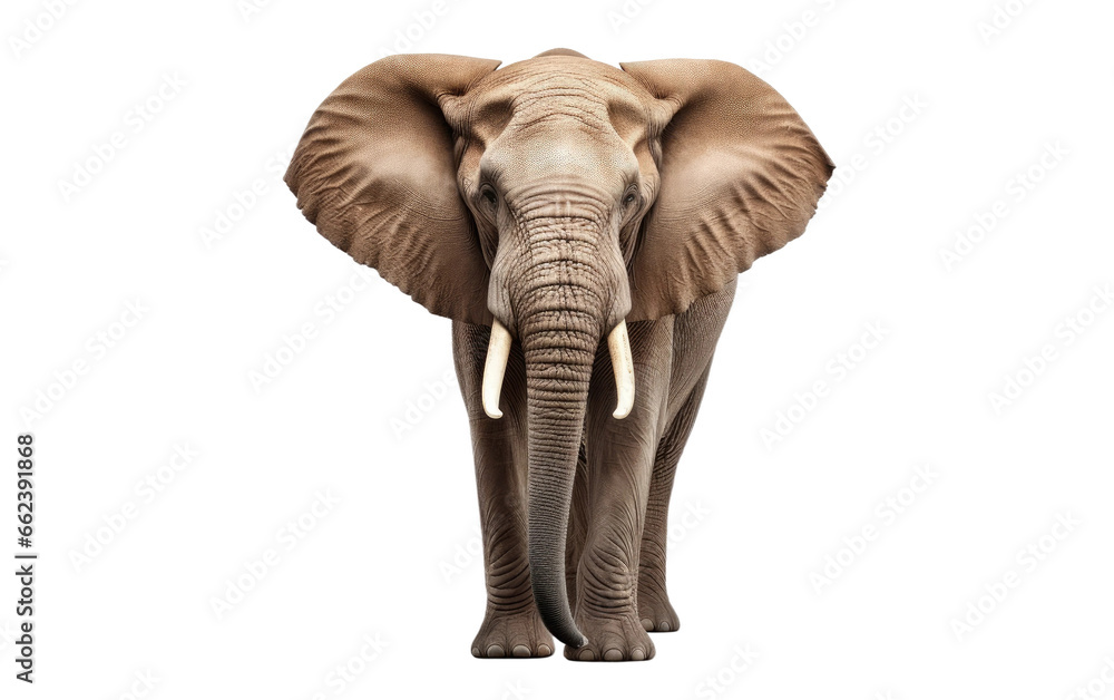 Elephant Wildlife Photography Close View on a Clear Surface or PNG Transparent Background.