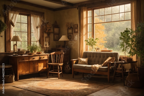 Interior Rustic Retreat created with AI