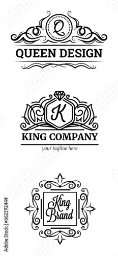 Luxury labels design set with premium quality symbols