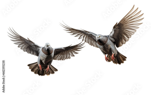 Flying Pigeons Smoke and Feathers on a Clear Surface or PNG Transparent Background. © Usama