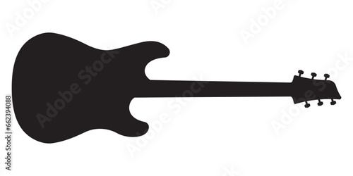 Electric guitar icon. Black silhouette. Musical instrument. Rock music, jazz symbol. Vector illustration.