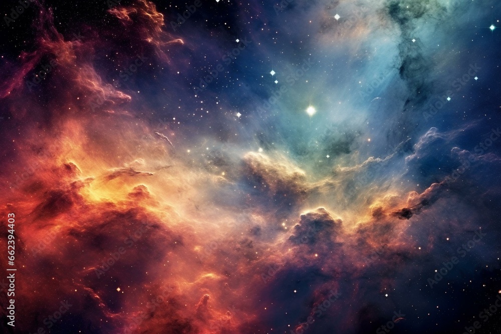 Deep space nebula and stars, enigmatic universe. Generative AI