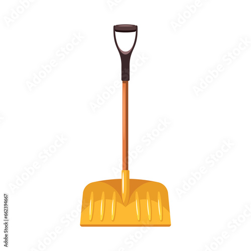Snowplow Shovel Designed For Effortless Snow Removal. Its Ergonomic Handle And Durable Blade, Vector Illustration