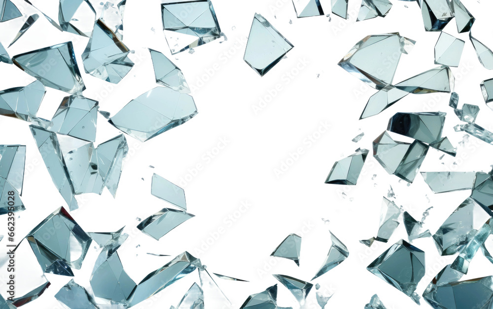 Glass Mirror of Fragility in Detail on a Clear Surface or PNG Transparent Background. - obrazy, fototapety, plakaty 