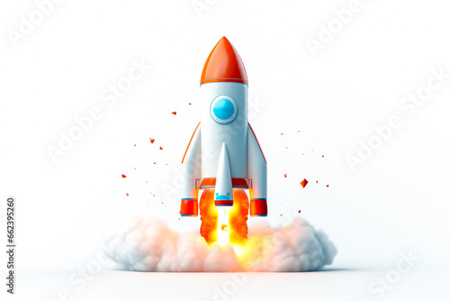 Rocket flying in the sky. illustration.