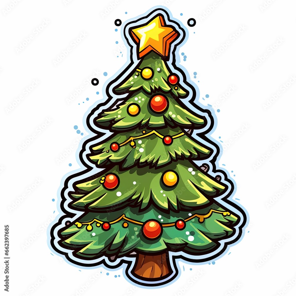 christmas tree with presents on an isolated white background