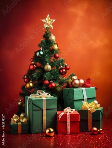 christmas gift box with christmas tree