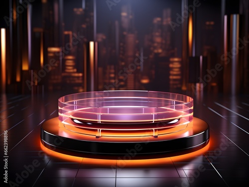 Wallpaper Mural neon light product background stage or podium pedestal on futuristic background Torontodigital.ca