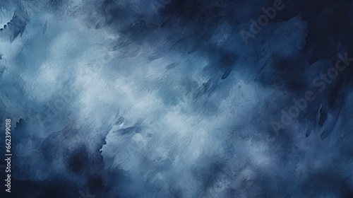 An abstract watercolor artwork with bold brush strokes in black and navy blue, evoking the feel of a stormy sky, suitable for creative design.