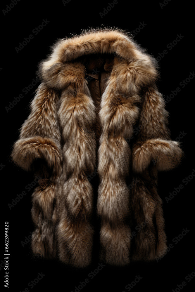 Fur coat on a black background