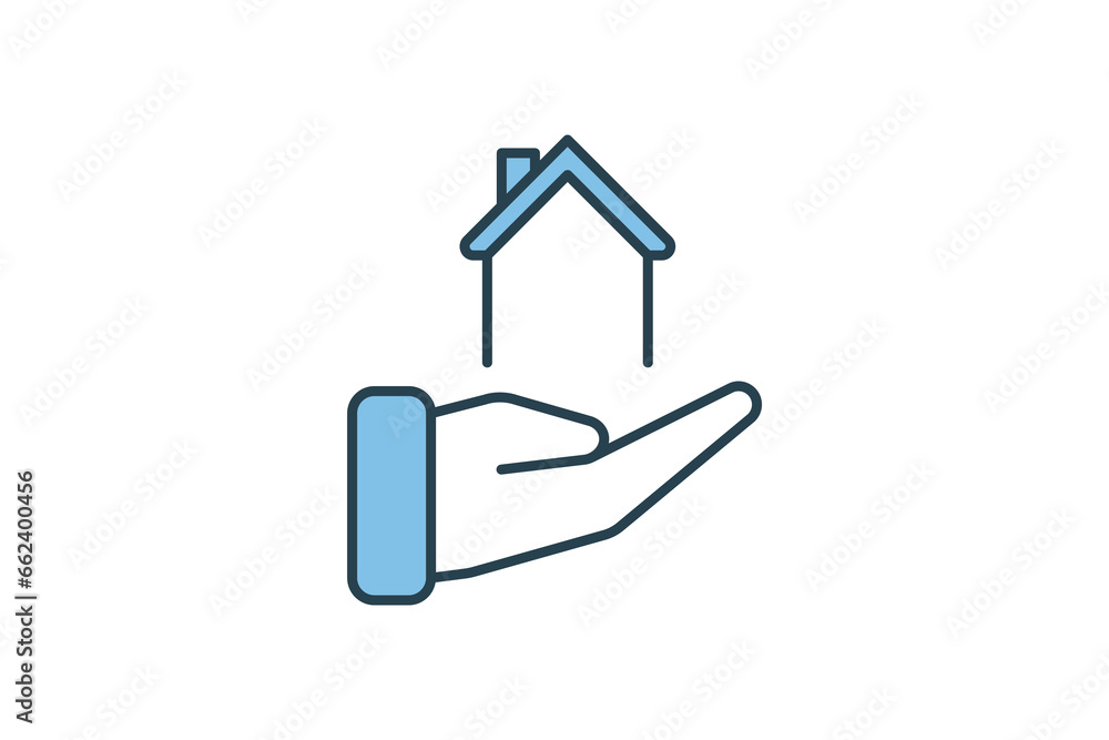 House properties Icon. Icon related to Real estate. Suitable for web site design, app, user interfaces. Flat line icon style. Simple vector design editable
