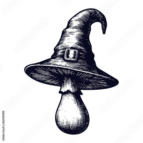 mushroom with a witch hat sketch