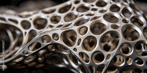 Abstract metallic structure created with additive manufacturing or 3d printing technique. Metal printing background. photo