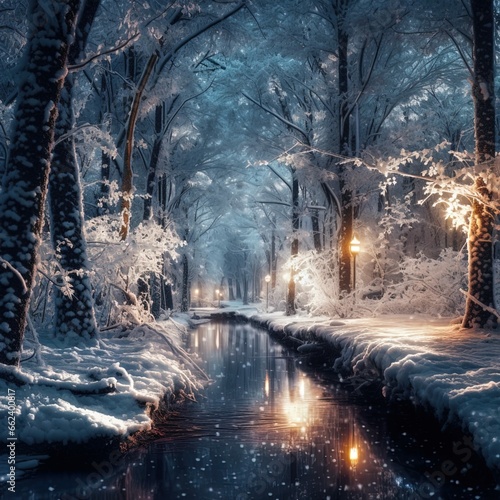 winter forest in the evening © MaverickMedia