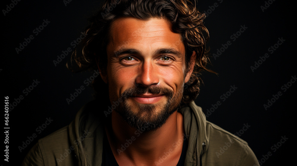 Fototapeta premium close up of a handsome young man with a dark background.