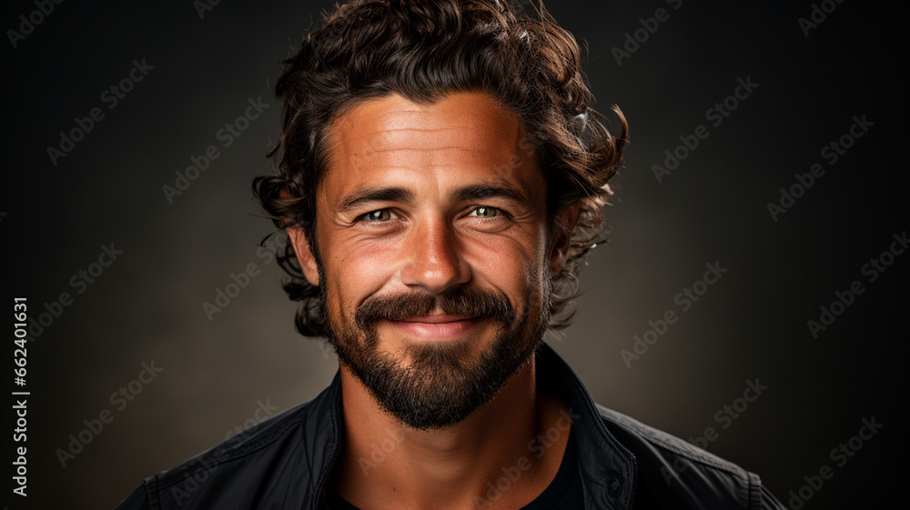 Obraz premium close up of a handsome young man with a dark background.