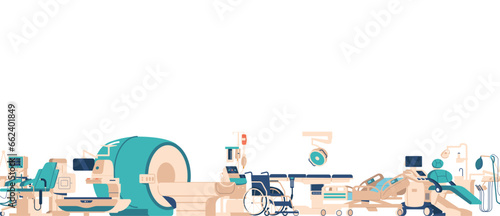 Seamless Pattern With Cutting-edge Medical Equipment, Ensuring Precise Diagnostics And Advanced Patient Health Care