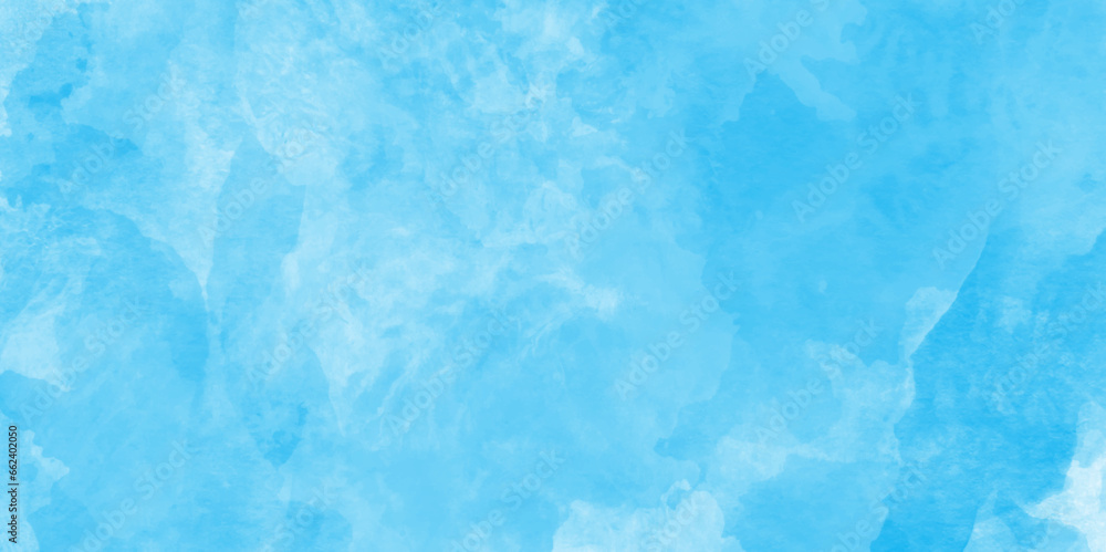 Obraz premium Sky clouds with brush painted blue watercolor texture, small and large clouds alternating and moving slowly on cloudy winter morning blue sky, white cloud and clear blue Abstract sky in sunny day.