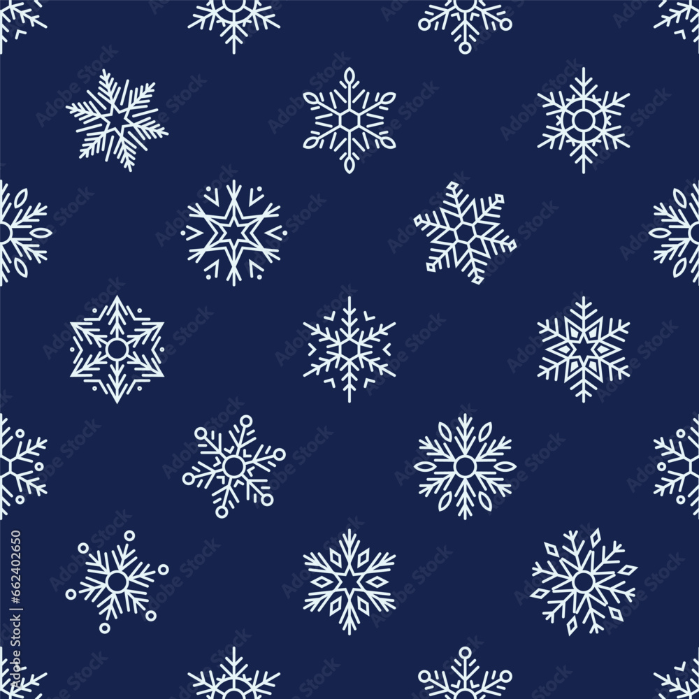 Seamless Winter Pattern With Delicate Snowflakes Gracefully Dance Across A Frosty Backdrop, Vector Illustration Seamless Winter Pattern With Delicate Snowflakes Gracefully Dance Across A Frosty Backdrop, Vector Illustration