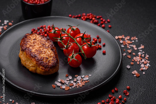 Delicious fresh fried vegetarian soybean cutlet with salt, spices and herbs