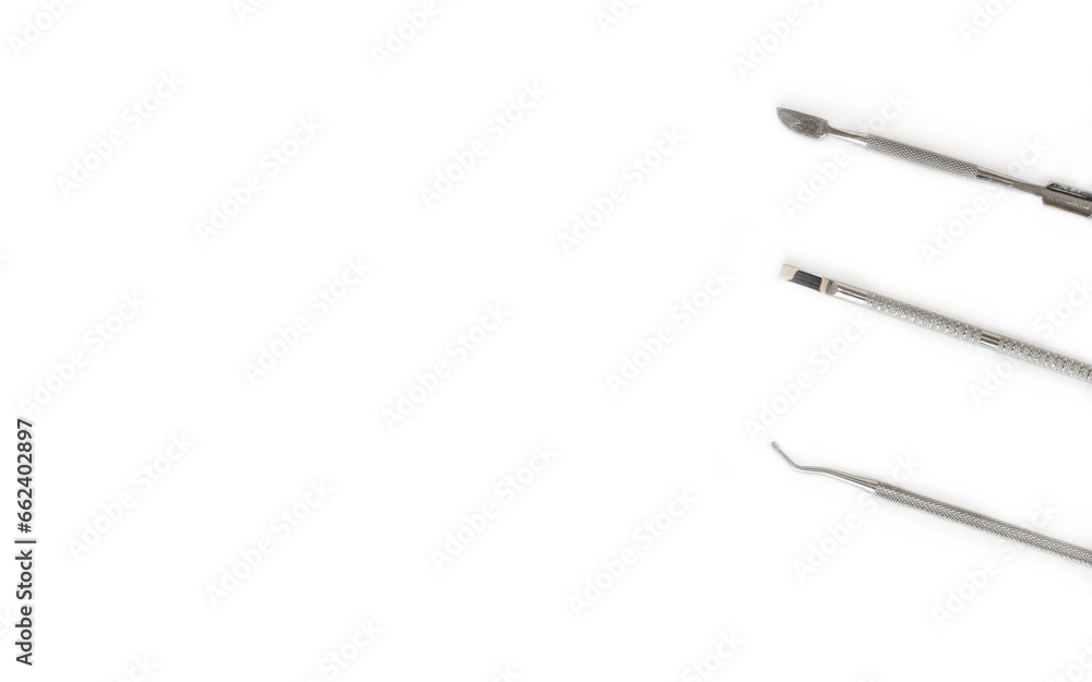 Set of manicure tools on a white background Set of manicure tools on a white background