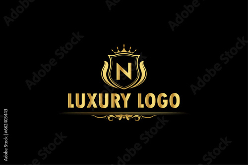 Royal, Luxury, Monogram, Brand, N logo design