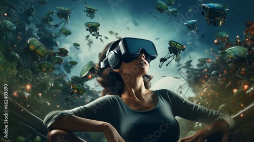  a captivating image that harmoniously blends the physical and virtual worlds, exemplifying the transformative power of VR technology