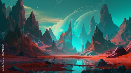 Artists universe style mountain world beautiful painting wallpaper image AI generated art