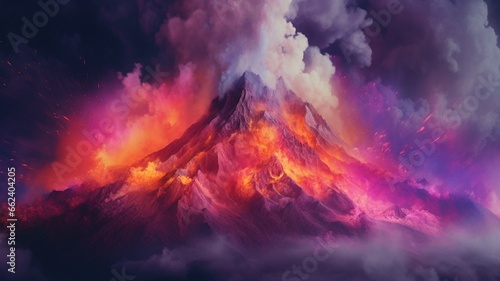 Beautiful color volcano lava photography fuego illustration picture AI generated art