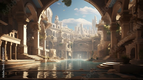 a serene environment where VR simulations recreate historical wonders, exemplifying the limitless potential of Virtual Reality