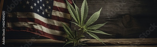 cannabis with american flag, concept of accepting