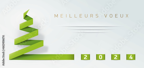 CARTE DE VOEUX 2024 AVEC SAPIN EN PAPIER VERT