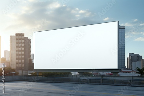 Blank billboard on the road. Empty billboard mockup.