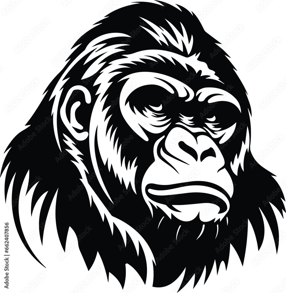 Gorilla Logo Monochrome Design Style