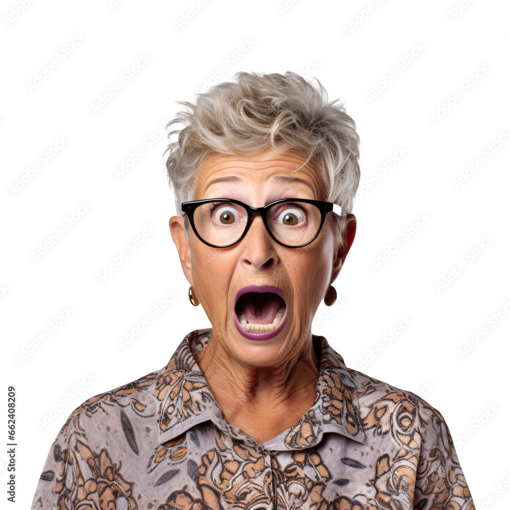 Surprised senior woman in eyeglasses looking at camera. Surprised senior woman in eyeglasses looking at camera.