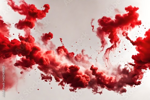 Colorful red smoke paint explosion,