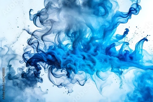 Colorful blue rainbow smoke paint explosion.