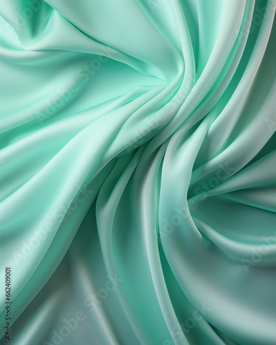 Wallpaper Mural Background of flowing shiny green mint satin or silk, fashionable bright background of smooth silky fabric Torontodigital.ca
