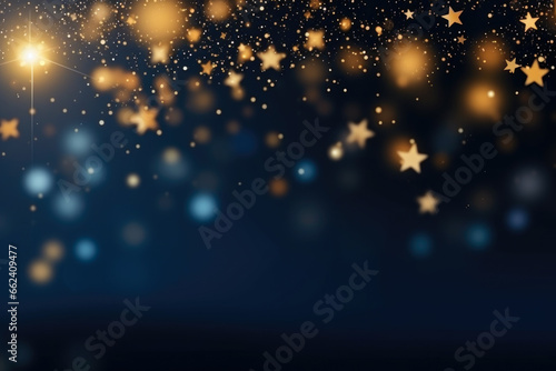 Abstract christmas background with Dark blue and gold stars